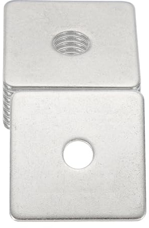 sourcing map 8 Pcs Flat Square Plate Washer, 10MM ID x 50MM OD x 2MM Thick 304 Stainless Steel Flat Pad Spacer Gasket for Bolts Factories Bathroom Repair Shops Construction, Silver