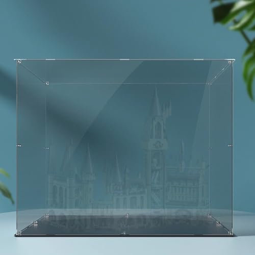 Acryl-Vitrine für Lego 71043 Schloss-Bauset, transparente Vitrine, Vitrine kompatibel mit Lego 71043 (nur Vitrine) (schwarzer Sockel, 3 mm)