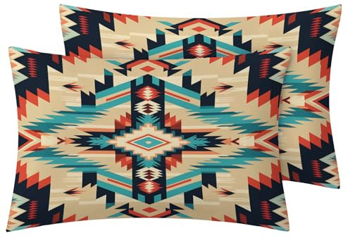 2er Set Premium Dekokissenbezug Navajo Indianer Azteken Stammes- Südwesten Weiche Throw Kissenbezüge 40X60cm Kissen Fall, Bett, Schlafzimmer, Wohnzimmer