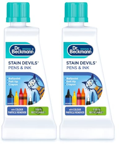 DR BECKMANN Stain Devil for Pen and Ink | Targeted Stain Remover for Ballpoint Ink, Fountain Pen, Felt-Tip, and Marker Stains on Fabrics | Quick Action Formula – Pack of 2