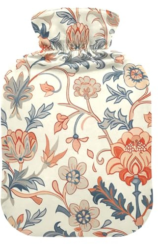 William Morris hot Water Bottle with Soft Cover, 2L hotwater Bag for Tummy Warmer, Menstrual Cramps, Bolsa Caliente para Dolores musculares