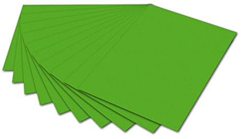 folia 6155 - Fotokarton Grasgrün, 50 x 70 cm, 300 g/qm, 10 Bogen - zum Basteln und kreativen Gestalten von Karten, Fensterbildern und für Scrapbooking