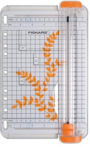 Fiskars Tragbare Papierschneidemaschine, A5, Mit Schnittlinienführung, SureCut, 1004637