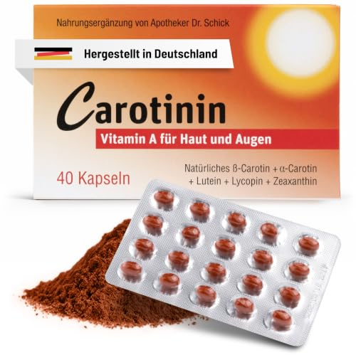 Dr. Schick Carotinin [40 Kapseln] - Vitamin A für Haut & Augen | Nahrungsergänzung mit natürlichem Alpha & Beta Carotin [unterstützt die Erhaltung normaler Haut und Sehkraft]