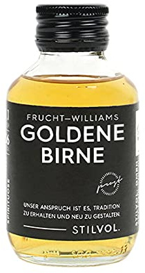 STILVOL. Frucht-Williams Goldene Birne | 100ml | 36% Alkohol | Premium Schnaps mit eingelegter Birne