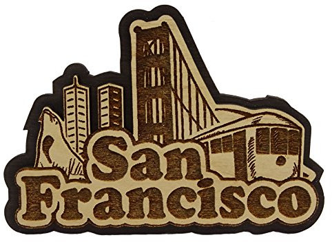 Printtoo San Francisco Holz graviertes holzernes Kuhlschrankmagnete Andenken - Geschenk