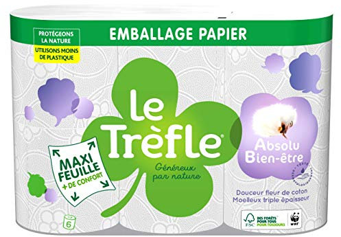 LeTrefle 415007 Maxi Feuille Absolu Bien-Etre Papier Toilette - Lot de 4