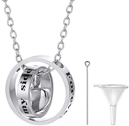 PROSTEEL Memorial Asche Andenken Anhänger Halskette Edelstahl Ring und Herz Urne mit 50cm Rolokette wasserdicht Erinnerung Schmuck Accessoire für Männer Frauen