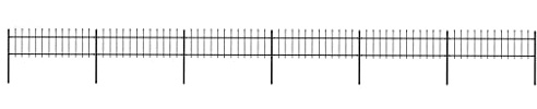 vidaXL Garden Fence Spear 10.2x0.6m Outdoor Panel Barrier Border Decorative Landscape Privacy Edges Black Steel Rust-resistant Metal