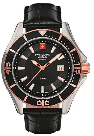 Swiss Alpine Military Herren Uhr Analog Quarz 7040.1557SAM Leder
