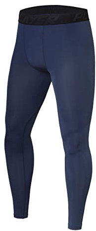 PowerLayer Herren Leggings, Kompressionshose, Sporthose, Lang - Dunkelblau, XL