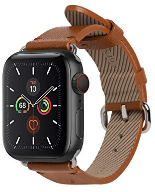 Native Union Klassisches Uhrenarmband für die Apple Watch 38/40/41mm – Echtes Italienisches Nappaleder Edelstahlelemente mit Weichem Nubuk-Futterleder(BRÄUNEN)