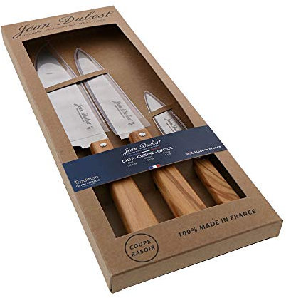 Jean Dubost SET 3 PIECES CUISINE MANCHE OLIVIER TRADITION, Marron