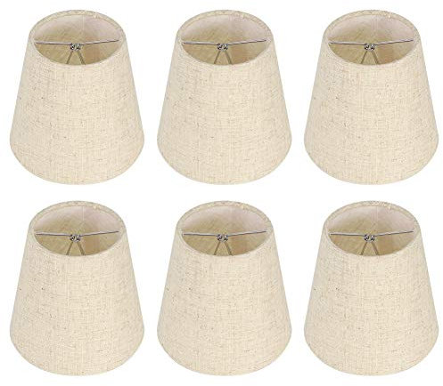 6 Stück Kleine Lampenschirme, Aufstecken E14 Aprikose Barrel Leinen Lampenschirm Modern Simple Clip on Stoff Lampshades für Kronleuchter Wandleuchte Tischlampe