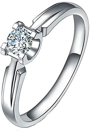 KnBoB Damen Platin 950 Ring Rund Weiß 0.2ct Diamant Trauringe Ringe Gr. 56 (17.8)