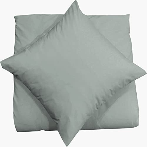 Mixibaby Biber Flannell Feinbiber Kissenbezug 40X40 2er Set Dekokissen Kissenhülle Kissen Bezug, Farbe:Hellgrau