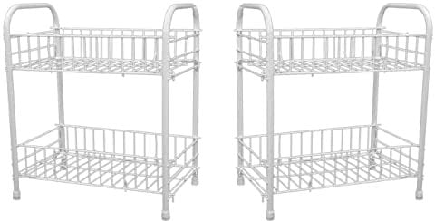 HATF 2 Tier Metal Wire Fruit and Vegetable Rack - Decorative Modern Storage Basket for Kitchen Organization - Alternative to Fruit Bowl (Two Tier, 1 Unit)