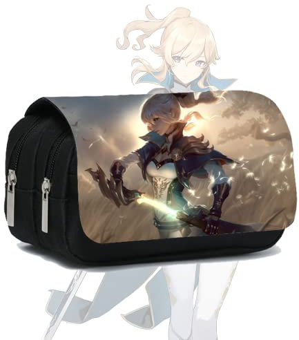 WANGSOAR Genshin Impact Big Capacity Pencil Case,Pencil Pouch Large Storage High Capacity Bag for Office College School Durable Pen Carrying Case with Zipper（Jean）