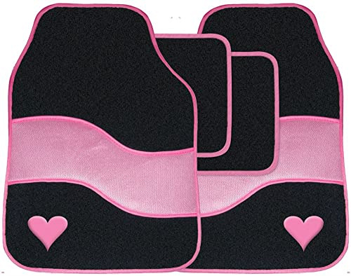 Car Mats Set Compatible With Dacia Duster Pink Heart Design Set Of 4 Universal