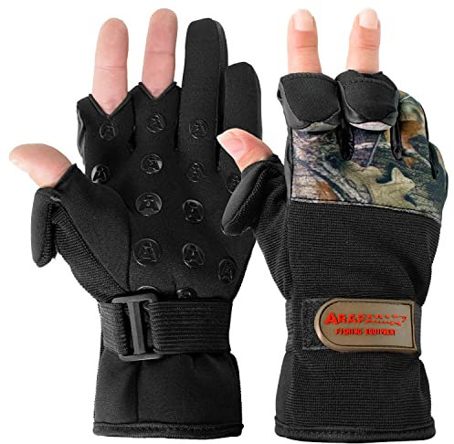 Arapaima Fishing Equipment® Neopren Angelhandschuhe 'Wizard' | Thermo Angel Handschuhe | Anglerhandschuhe | Fishing Gloves - Hunting Camo - XXL