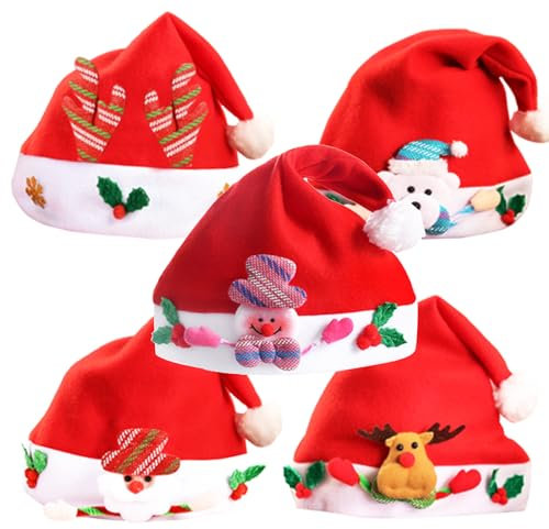 Osuter Weihnachtsmützen, 8 Stück Nikolausmütze Kinder Weihnachtsmann Mütze Rot Schön Weihnachten Mütze für Neujahr Festliche Weihnachtsfeier Kinder