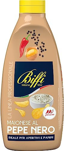 Biffi Maionese al Pepe Nero - salsa piccante perfetta per aperitivi e panini - flacone da 800g