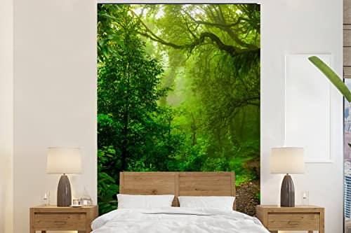 MuchoWow Papier peint Paysage - Jungle - Tropical - Soleil - Vert Papier peint photo 200x300 cm Papier peint imprimé