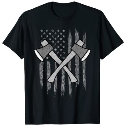 Axe Throwing Game American Flag Camouflage Gift Men Women T-Shirt