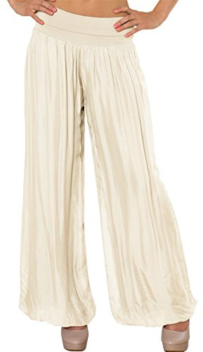 Caspar KHS010 Damen Elegante Lange Marlene Hose Hosenrock mit Seidenanteil und hohem Stretch Bund