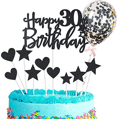 Kiwochy Glitzer Cupcake Toppers für 30. Geburtstag Tortendeko - Deko für Mann und Frau