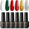 ROSALIND Esmalte de uñas semipermanente, 6 Colores Mini Blanco Verde Rojo Oro Plata Brillante Navidad Pintauñas Gel de esmalte de uñas de Gel Manicura Nail Art Lote Soak Off UV LED esmalte de uñas