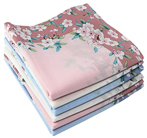 PTMJYGB Damen-Taschentuch, Baumwolle, maschinenwaschbar, 45,7 x 45,7 cm, Taschentücher für Damen, weiche Baumwolle, 100 % 60er Jahre-Baumwolle, Taschentücher für Damen, 6 Stück, Mehrfarbig, Large
