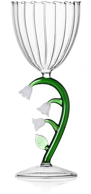 Ichendorf Milano Kelch, weiße Blume, Kollektion Botanica, 28 cl, Borosilikatglas, handgefertigt