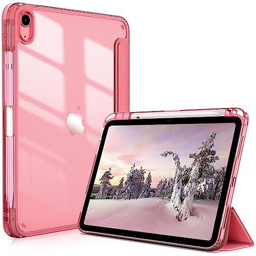 CACOE Funda Compatible con iPad 11.ª Generación (A16) 11 2025 / iPad 10.ª Generación 10.9 (2022) (A2757/A2777), Funda Trasera Transparente con Portalápices Compatible,Rojo