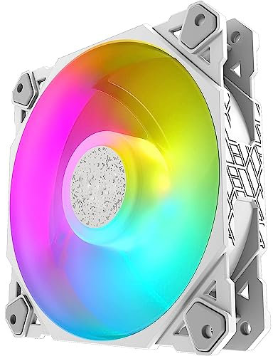 Ventilador blanco RGB – LED de color 120 mm – Conector Molex – Carcasa silenciosa para refrigeración de escritorio, blanco
