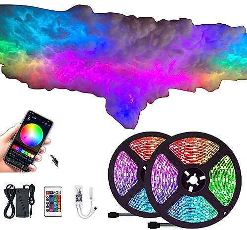 ZZYYZZ Lightning Cloud Light, 3D Thundercloud LED Light, Cotton Cloud Colorful Atmosphere Night Light, with Remote Control/Music Sync Voice Control, for Gaming Room Garage Club Bar dj Party,6.6ft/2m