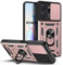 JIAFEI Funda para Honor 90 Lite 5G, Militar TPU+PC Bumper Antigolpes Carcasa Rugged Caso, con Tapa Deslizante Proteger y Anillo Soporte, Oro Rosa