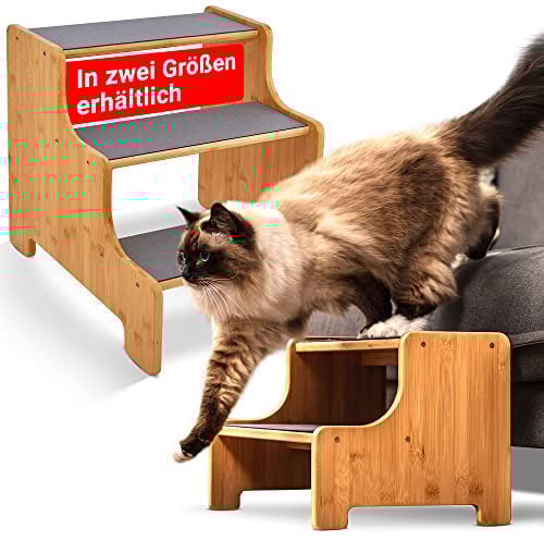 AMAZINGs Haustiertreppe für kleine, mittlere und schwere Hunde, Katzen. 2 Stufen | Hundetreppe + Katzentreppe für Junge und alte Katzen | 30 cm hoch für Sofa, Couch, Lieblingsplatz