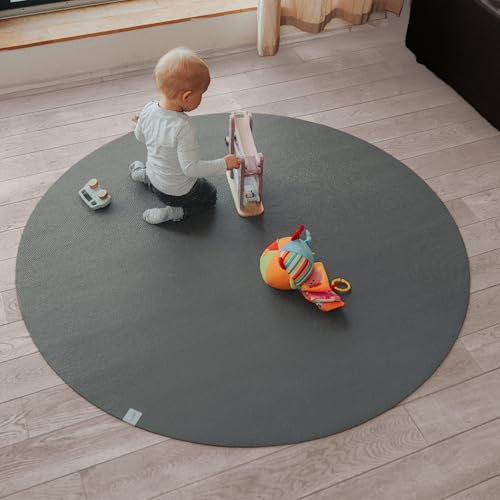 Sanosoft Runde Krabbelmatte Made in Germany - Öko-Tex 100 Grau 120cm