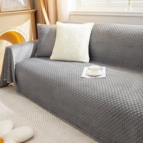 ANAZOZ Sofa Decken Bezug 1 Sitzer, Couchbezug Plüsch Einfarbig Grau Couch Überzug Wohnlandschaft 180x130