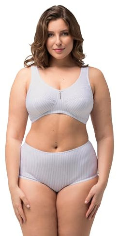 Ulla Popken Womenswear Plus Size Curvy Kelly Gessato Reggiseno Supporto 658495, Biancaneve., 48D