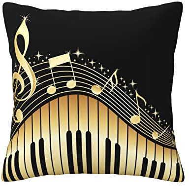 KWQDOZF Novel Music Note Panther mit blauen Augen dekorative Couch-Kissenbezüge quadratisches Set Kissenbezug für Sofa Schlafzimmer Couch Auto