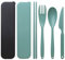 Set di posate da viaggio di grandi dimensioni con custodia, set di posate in plastica riutilizzabile, set di bacchette portatile, coltello, forchetta e cucchiaio
