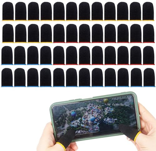24 Paar Stück Fingerhülse für Handy Gaming,Atmungsaktive Finger Sleeve Gaming Anti-Schweiß PUBG Finger Sleeves Touchscreen Hüllen Kompatibel mit Handy Tablet Geräten