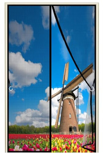 Magnet Fliegengitter Tür, 130x285cm Insektenschutz für die Tür Fliegenvorhang mit Magentverschluss für Balkon, Terrasse und Wintergarten, Schwarz 1995-Größe