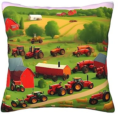 Abarty Kissenbezug mit Traktor-Farm-Druck, für Wohnzimmer, Schlafzimmer, Couch-Kissenbezug, Schwarz