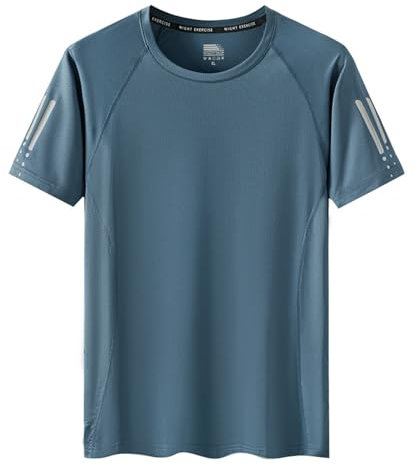 T-Shirt Herren Sportshirt Herren Klassisch Trend Freizeithemden Für Herren Kurzarm Herren Mode Shirt Herren Kurzarm Casual T-Shirt Herren C-Grey Blue1 XL