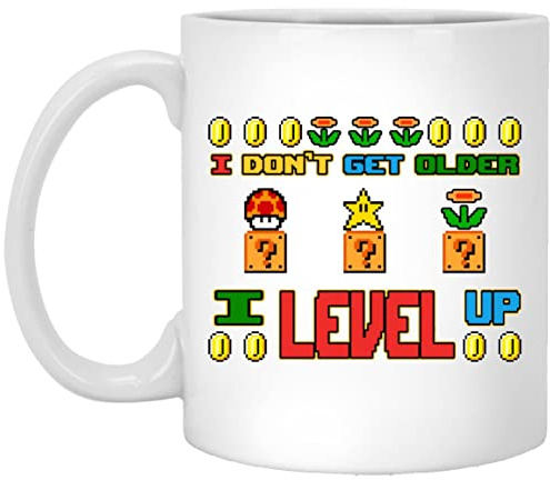 kisoyo Kaffeetasse mit Aufschrift I Don't Get Older I Level Up, lustig, Vatertagsgeschenk, Keramik, 325 ml