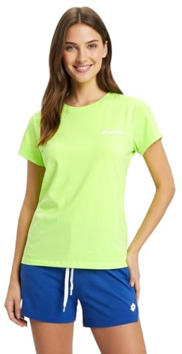 Lotto T Shirt Donna Mezza Manica Estiva Corta, Maglietta Donna per Il Tempo Libero, Palestra, Fitness, Running, Yoga, Pigiama (Nero