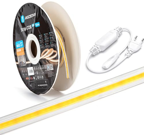 ENERGMiX 20m COB LED Strip Streifen Flexibel 10 mm Breit für innen und Außenbereich IP65 230V 20 Meter Kaltweiß